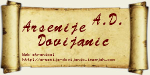 Arsenije Dovijanić vizit kartica